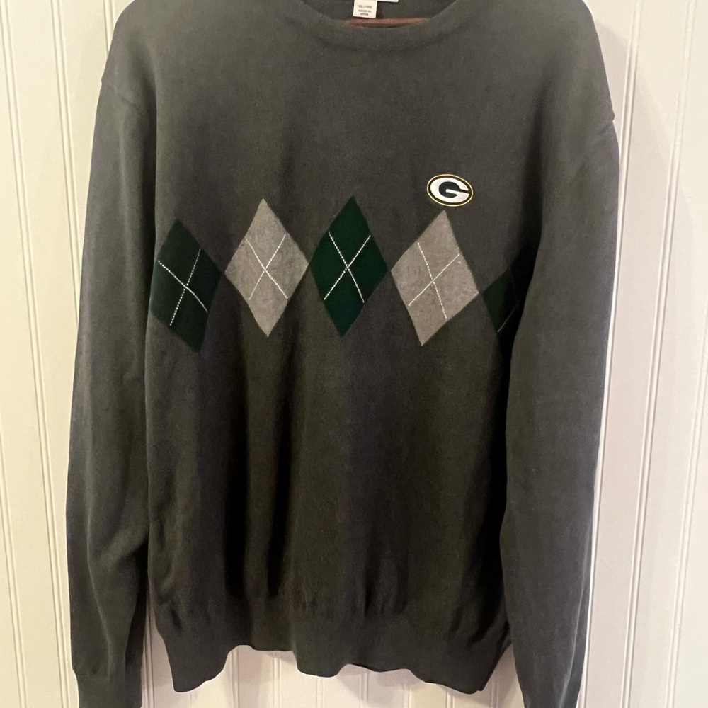 Men’s Green Bay Packer Argyle Pullover Sweater 100% Cotton. Size XL